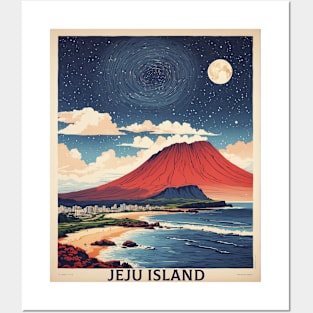 Jeju Island South Korea Starry Night Travel Tourism Retro Vintage Posters and Art